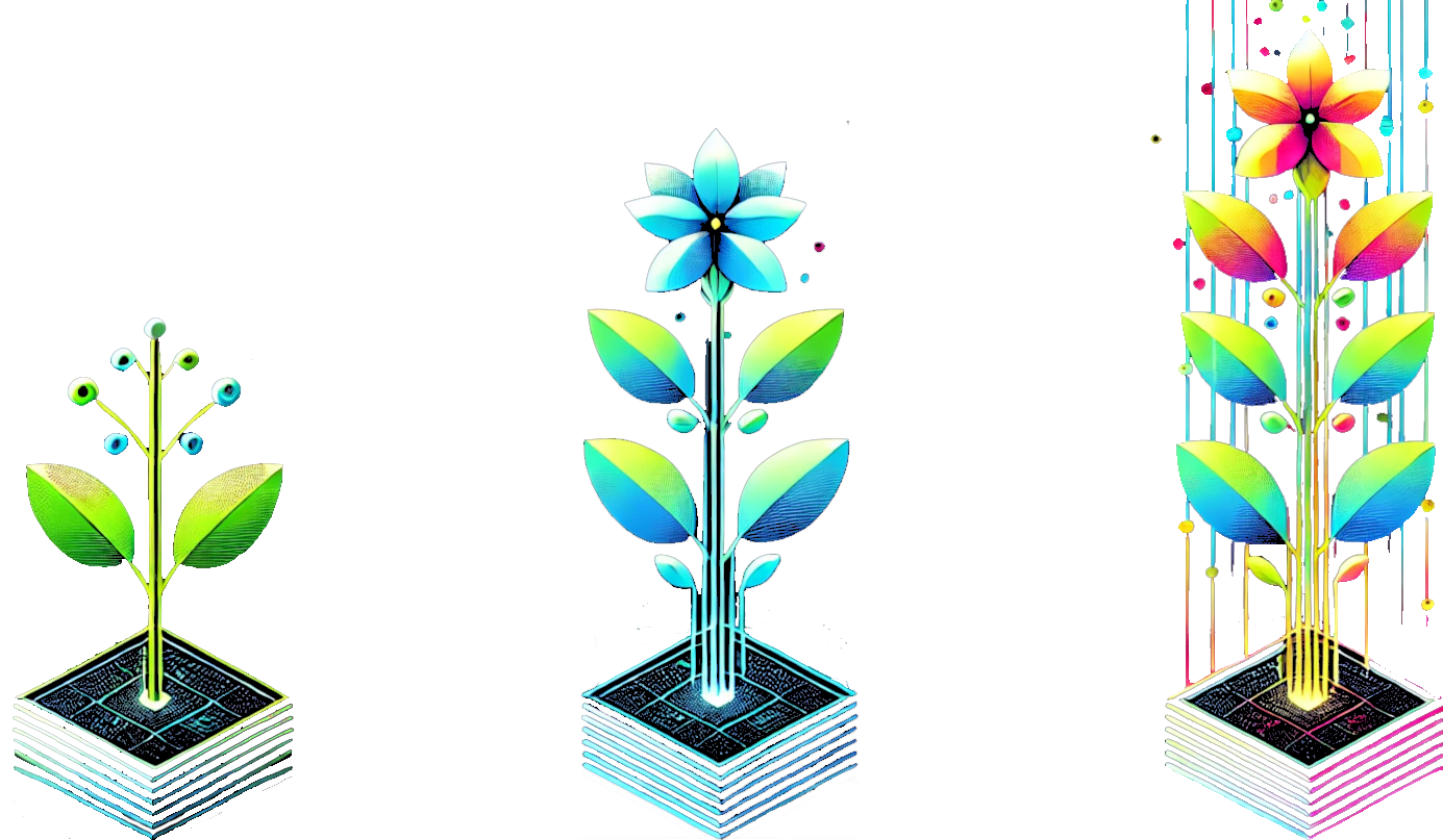 A digital plant that mimics the slow and steady growth of biological plant.